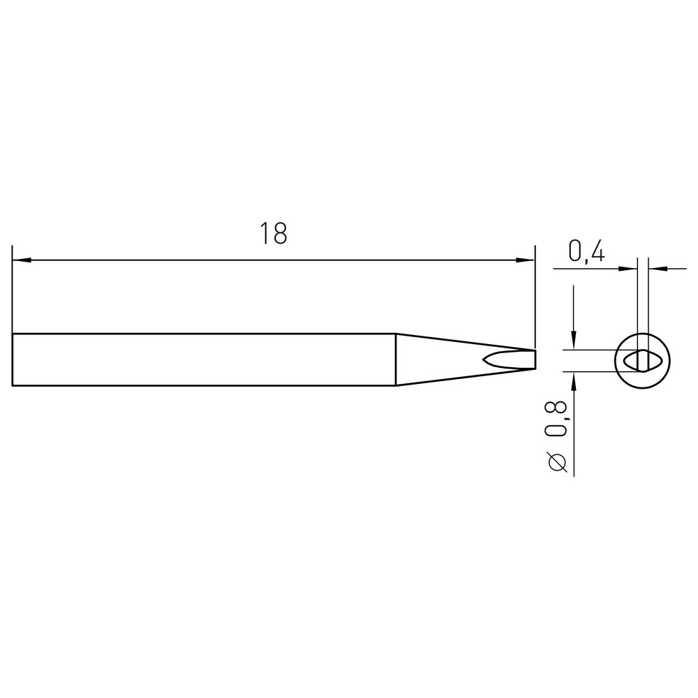 Soldering tip RTM series, chisel shape, RTM 008 S MS/0.8 x 0.4 mm, straight - 2