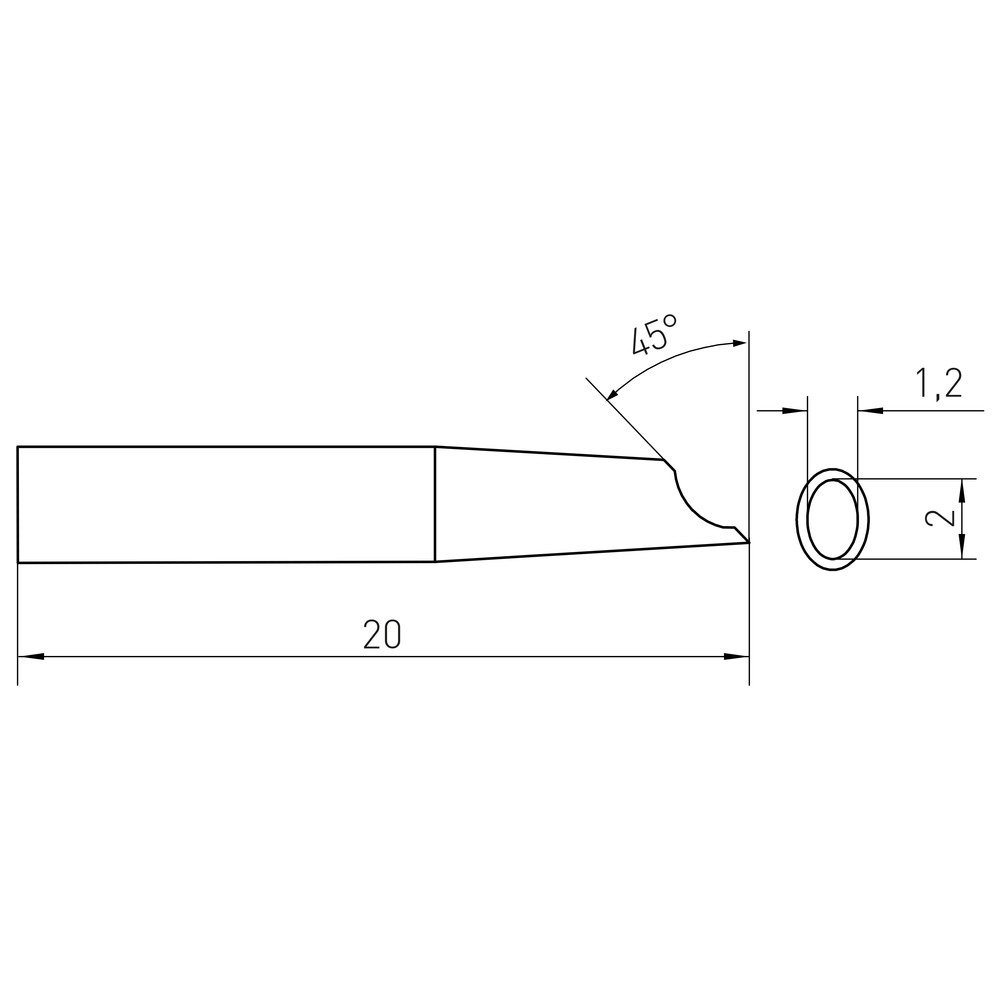 Lödspets RTM-serien, specialform, RTM 020 G MS/1,2 x 2,0 mm, Gullwing - 2