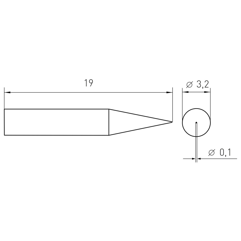 Soldering tip RTM series, round shape, RTM 001 C MS NW/Ø 0.1 mm, conical - 2