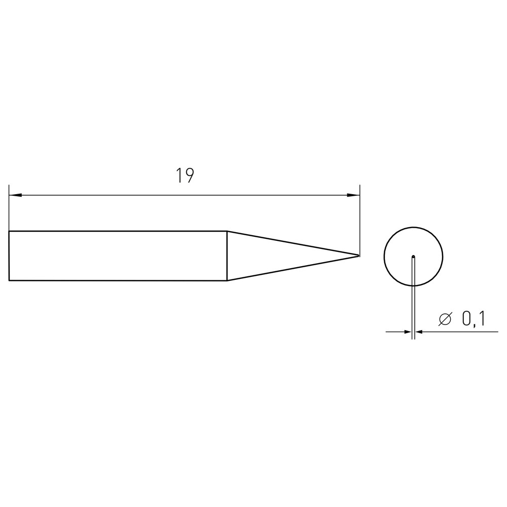 Lödspets RTM-serien, rund form, RTM 001 C NW/Ø 0,1 mm, konisk - 2