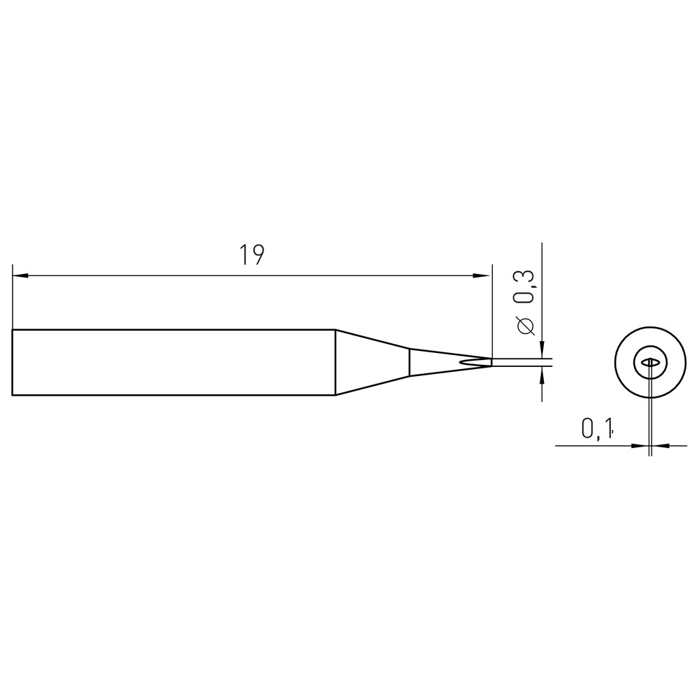 Soldering tip RTM series, chisel shape, RTM 003 S NW/0.3 x 0.1 mm, straight - 2