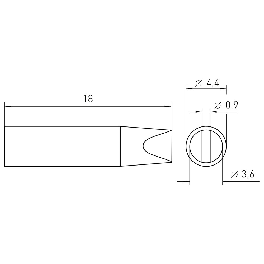 Lödspets RTM-serien, mejselformad, RTM 036 S MS/3,6 x 0,9 mm, rak - 2
