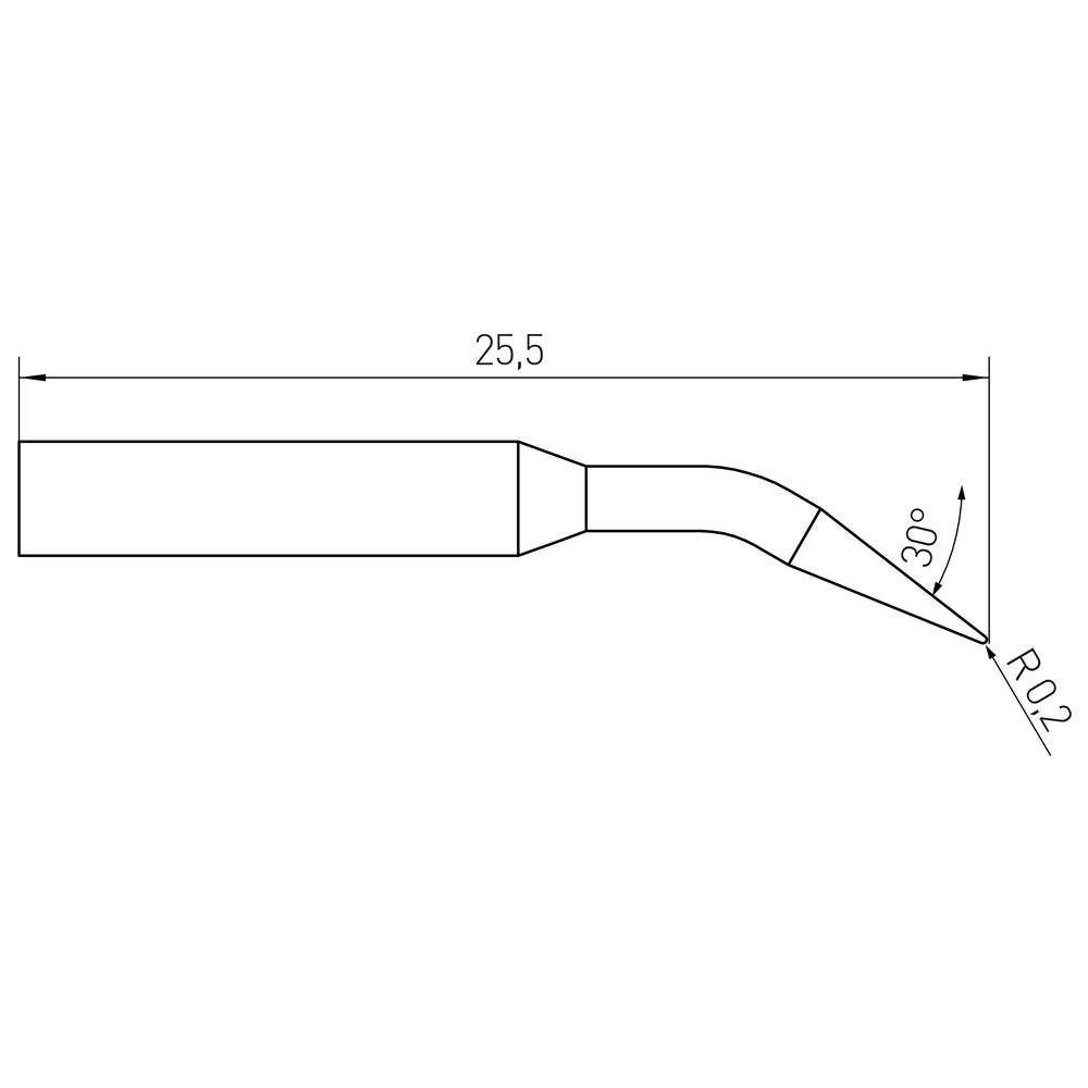 Soldering tip RTM series, round shape, RTM 004 C MS X/Ø 0.4 mm, conical/MS - 2