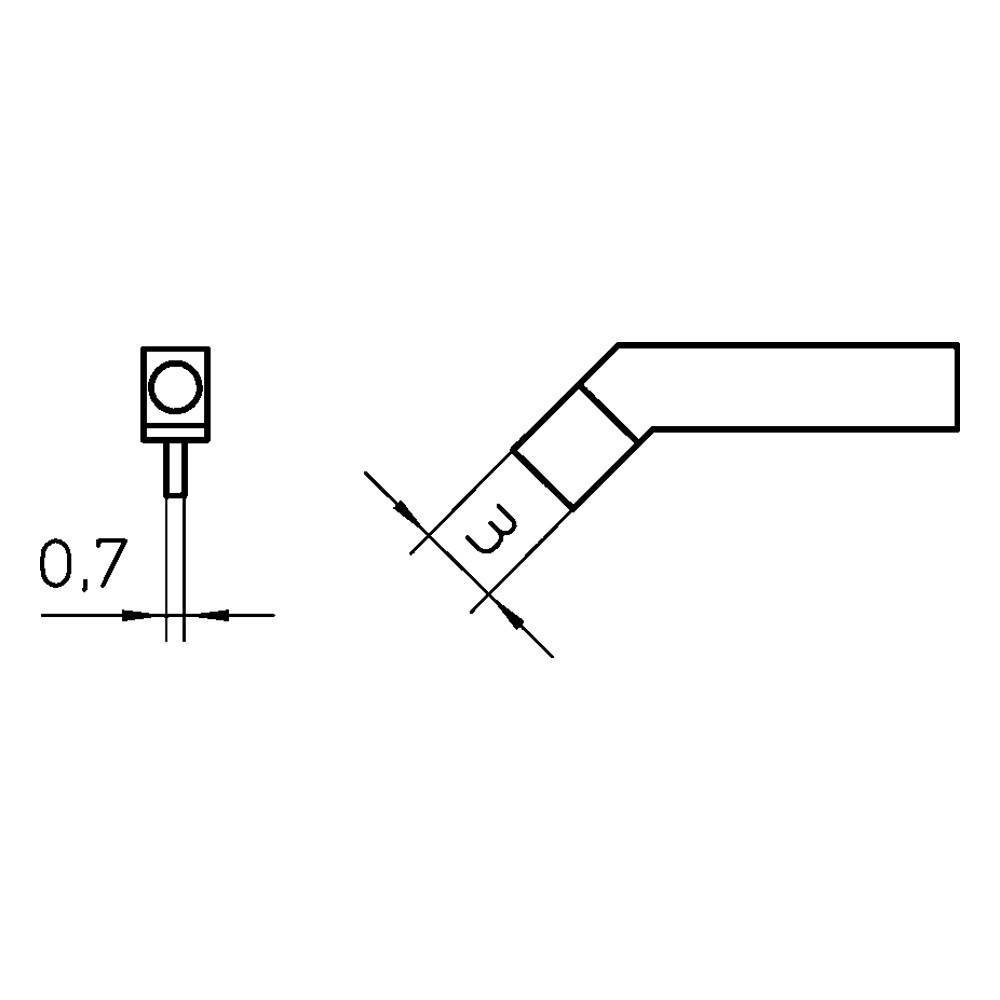 Lödspets serie RTW, mejselformad, RTW 3/1,0 x 3,0 mm, böjd
