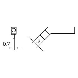Soldering tip series RTW, chisel shape, RTW 3/1.0 x 3.0 mm, curved