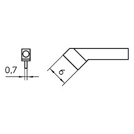 Soldering tip series RTW, chisel shape, RTW 4/1.0 x 6.0 mm, curved