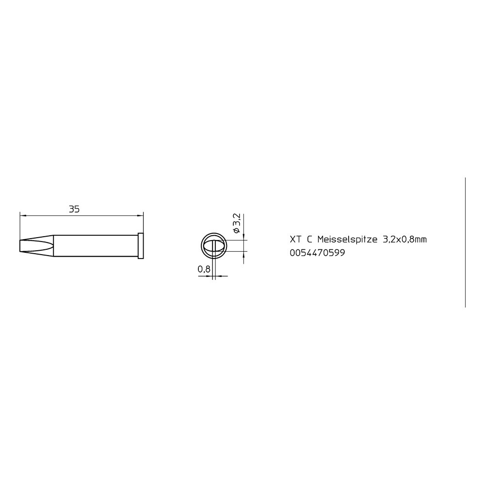 Lödspets serie XT, mejselformad, XT C/3,2 x 0,8 mm, rak, 1 st
