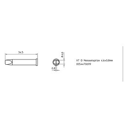 Soldering tip series XT, chisel shape, XT D/4.6 x 0.8 mm, straight, 1 piece