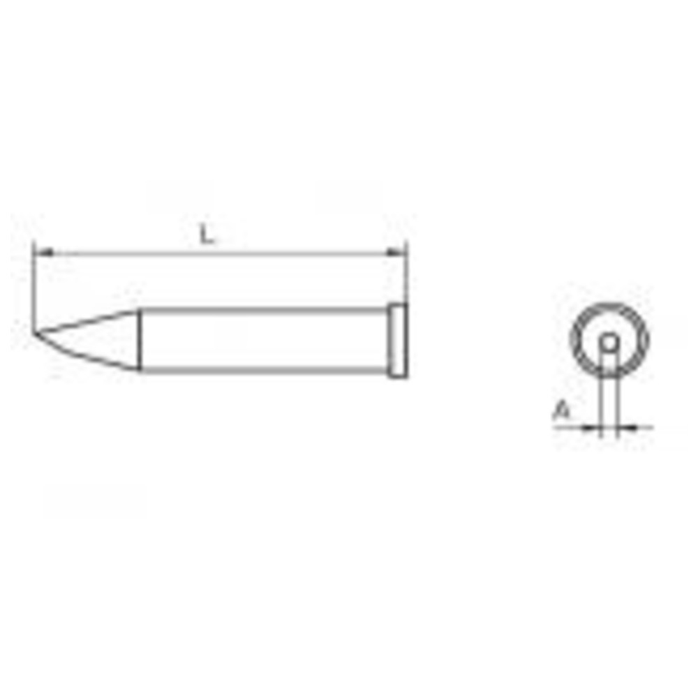 Soldering tip series XT, round shape, XT AA/Ø 1.6 mm, beveled 60° - 2