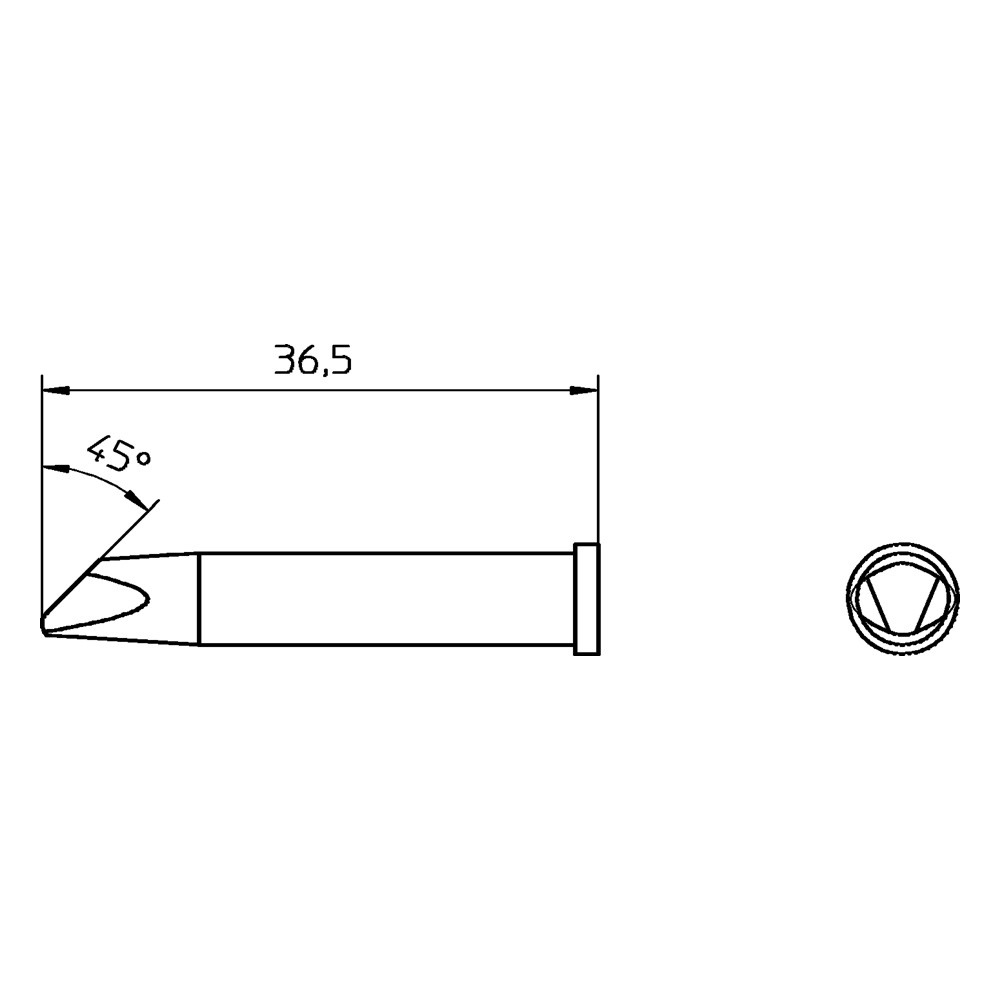 Lödspets serie XT, mejselformad, XT D/5,0 mm, vinklad 45°, 1 st
