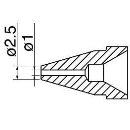 Avlödningsmunstycke serie N61, dimension Ø 1,0 mm, typ Standard