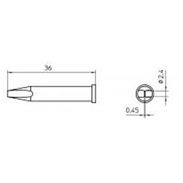 Soldering tip series XT, chisel shape, XT BSL/2.4 x 0.45 mm, flat, 1 piece