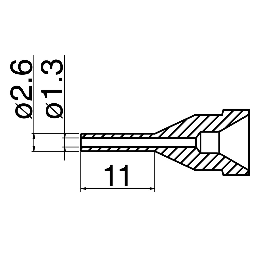 Desoldering tip, Series N61, size Ø 1.3 mm, long version