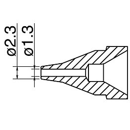 Avlödningsmunstycke serie N61, dimension Ø 1,3 mm, typ S