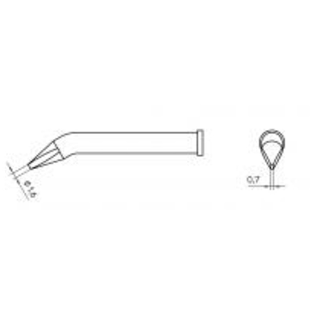 Soldering tip series XT, chisel shape, XT AX/1.6 x 0.7 mm, curved 30°, 1 piece