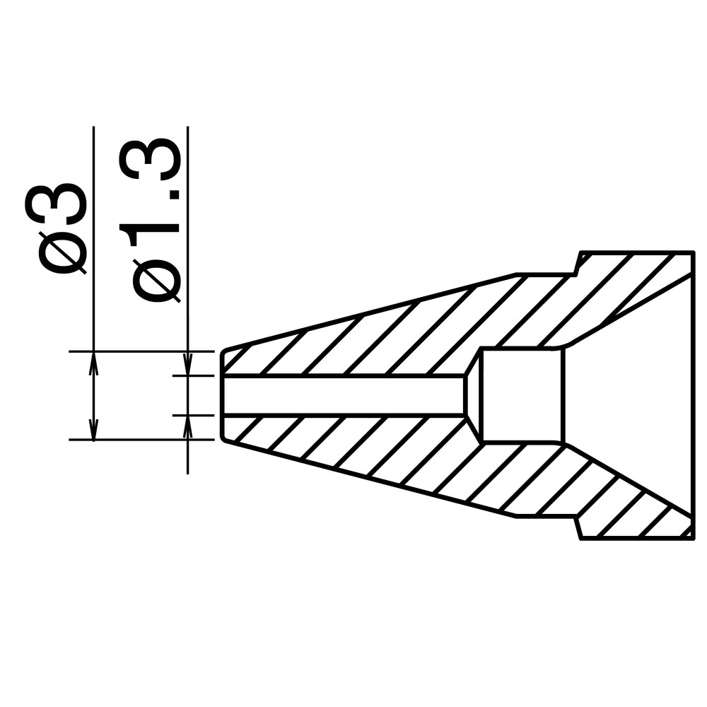 Avlödningsmunstycke serie N61, dimension Ø 1,3 mm, typ Standard