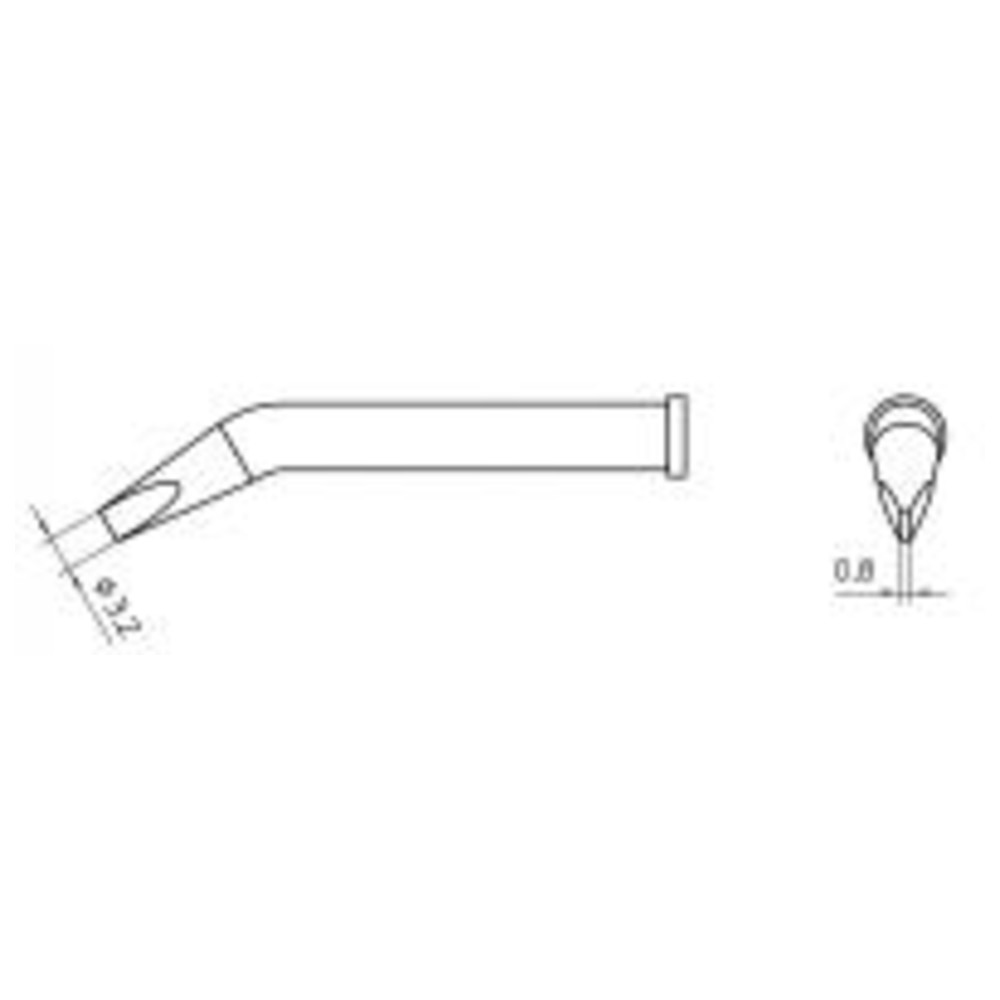 Soldering tip XT series, chisel shape, XT MX/3.2 x 0.6 mm, curved, 1 piece