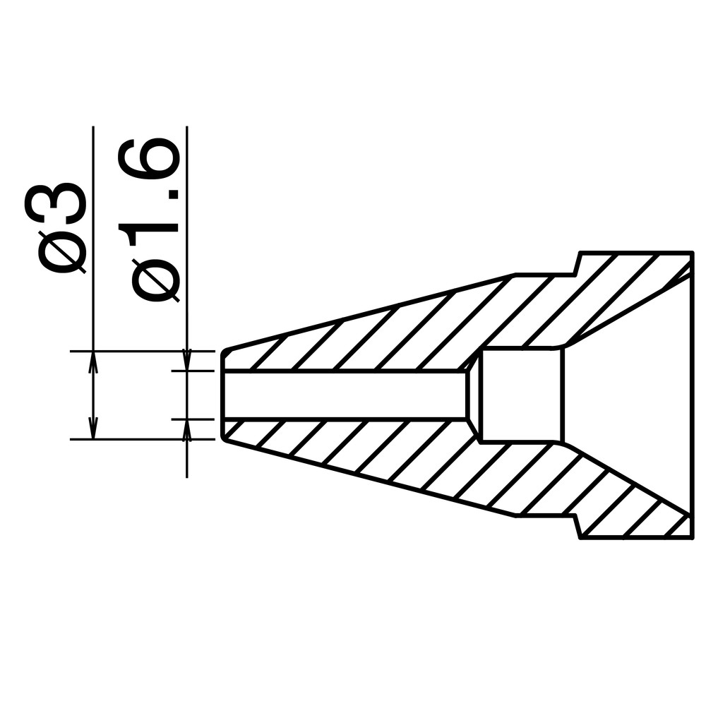 Avlödningsmunstycke serie N61, dimension Ø 1,6 mm, typ Standard