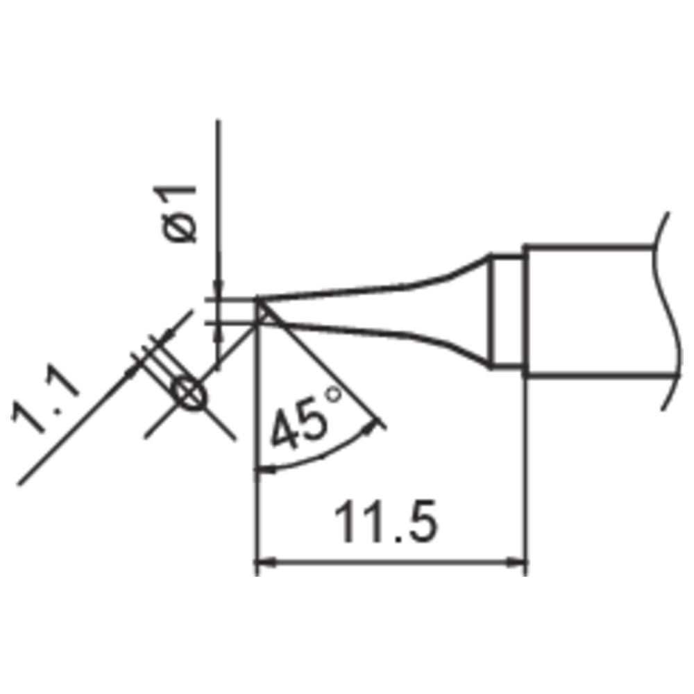 Composite soldering tip for FM2027/2028, T15-BC1/1.1 x 11.5 mm