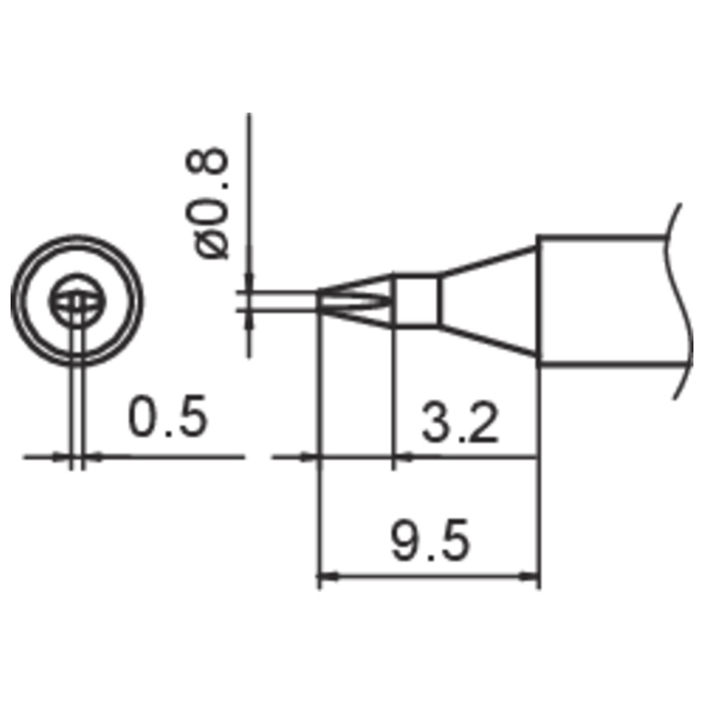 Composite soldering tip, T15 series, size 0.8D