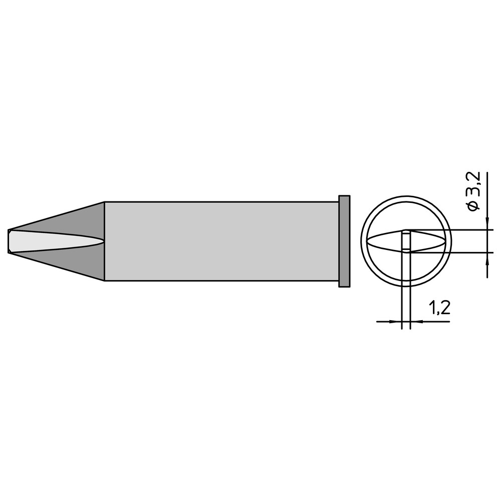 Lödspets typ XHT mejselformad, XHT C/3,2 x 1,2 mm, rak