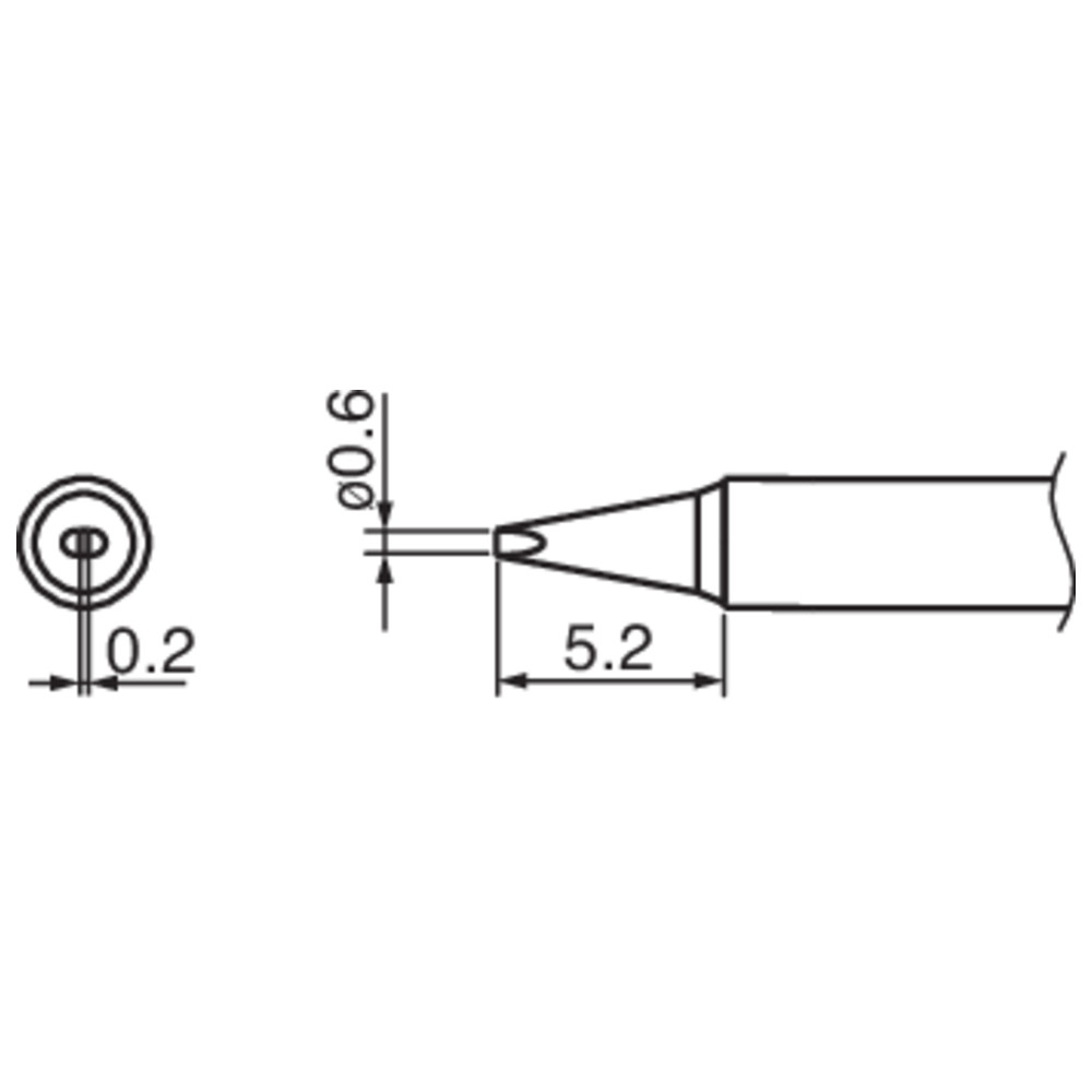 Composite soldering tip, T35-03 series, 0.6D shape