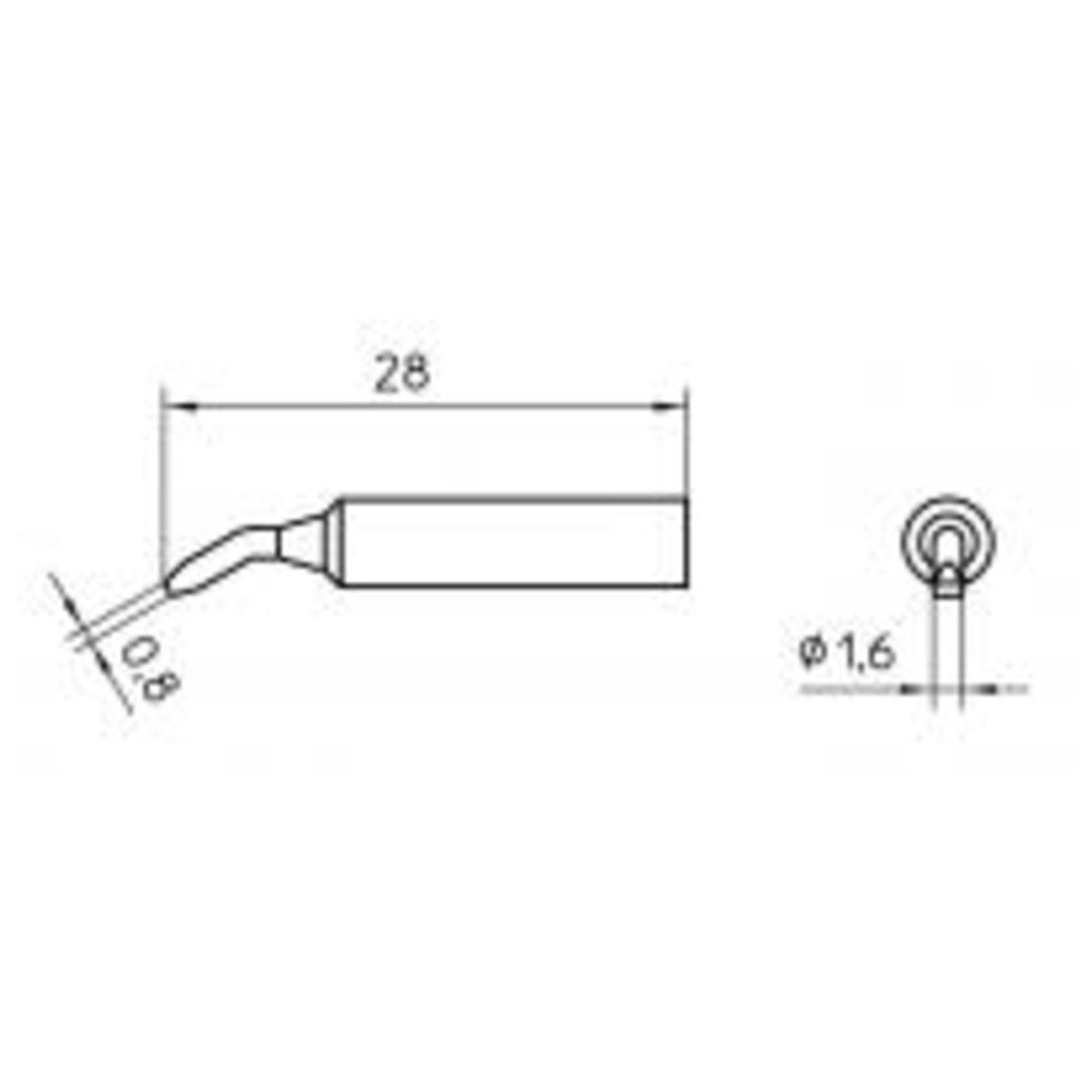 Soldering tip series XNT chisel shape, XNT AX/1.6 x 0.8 mm, curved 30° - 2