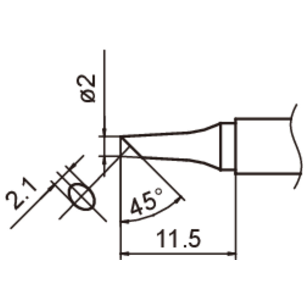 Composite soldering tip for FM2027/2028, T15-BC2/2.1 x 11.5 mm