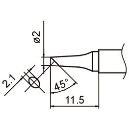 Composite soldering tip for FM2027/2028, T15-BC2/2.1 x 11.5 mm