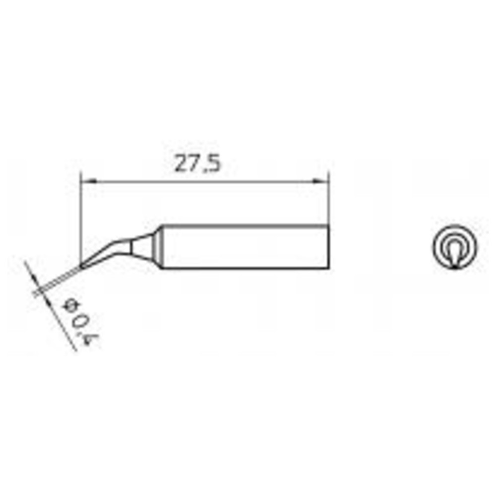 Lödspets serie XNT rund form, XNT 1X/Ø 0,4 mm, böjd - 2