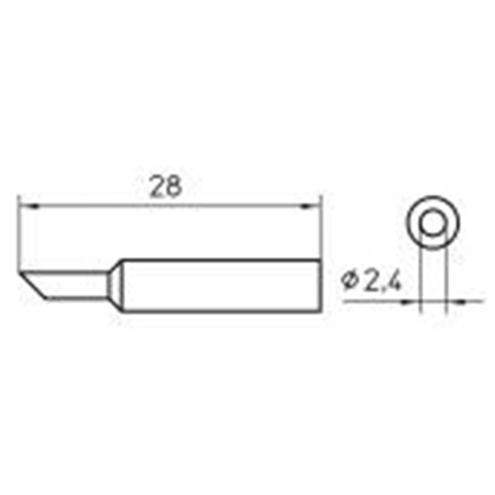 Soldering tip series XNT round shape, XNT BB/Ø 2.4 mm, beveled 45° - 2