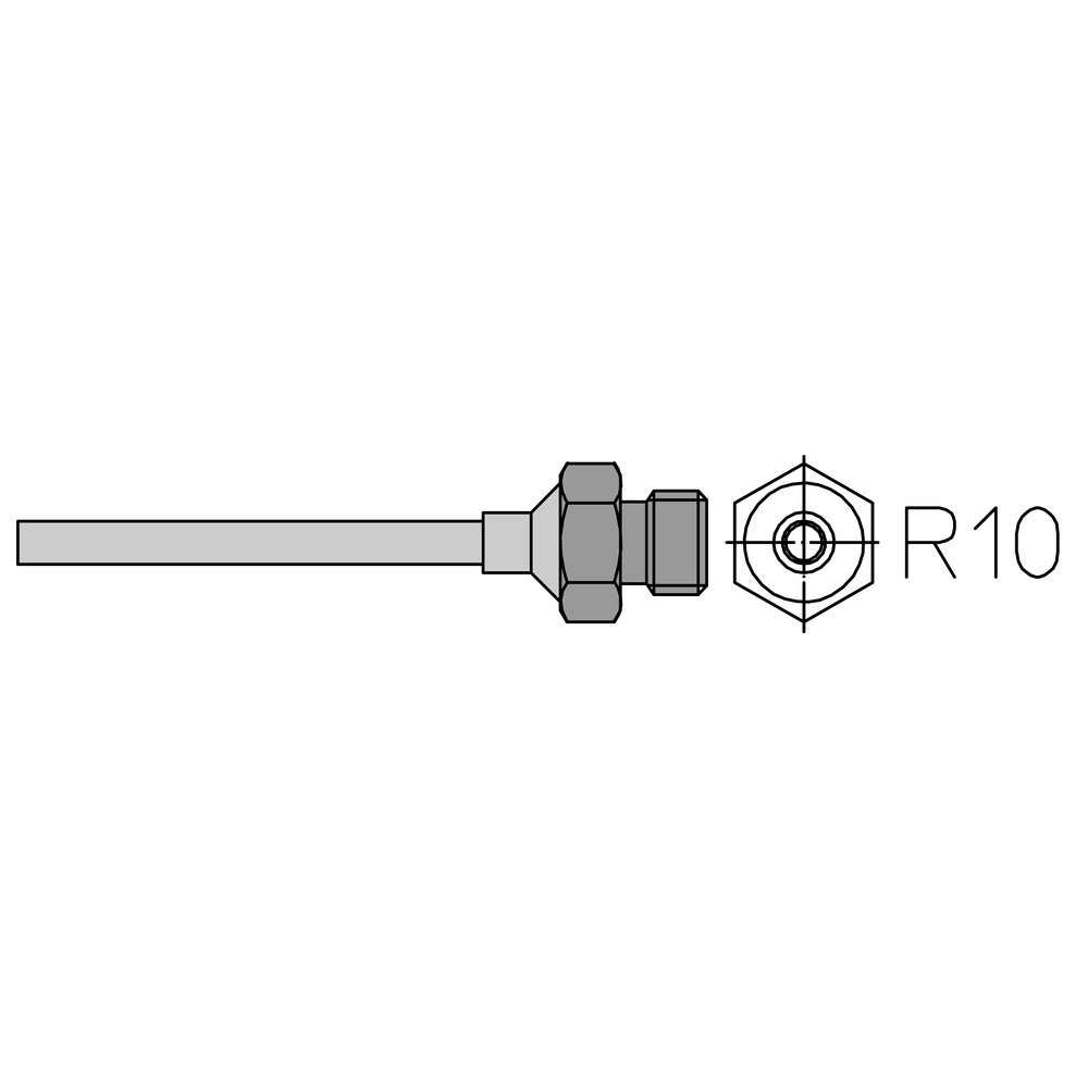 Hot air nozzle HAP series, R10/Ø 2.0 mm, round nozzle, long - 2