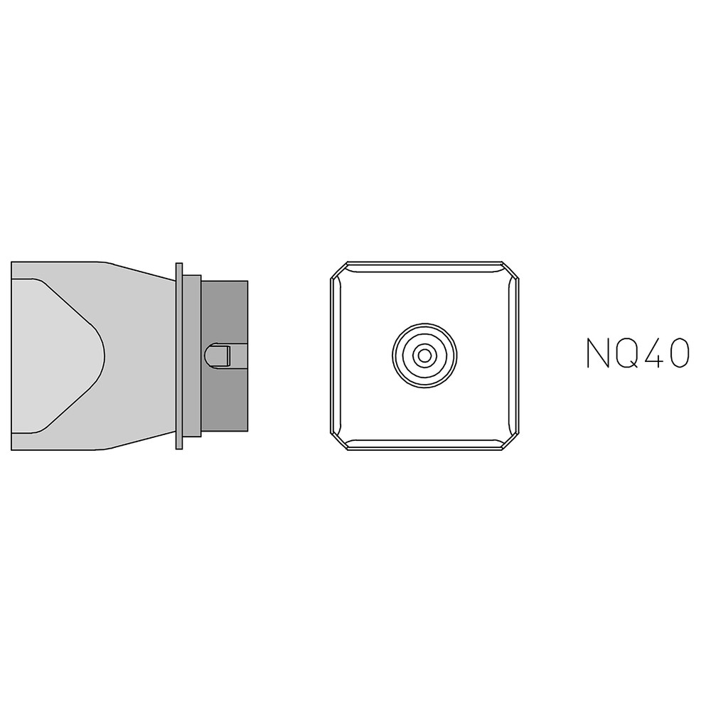 Varmluftsmunstycke typ NQ, NQ40, 26,0 x 26,0 mm, 4 sidor uppvärmt