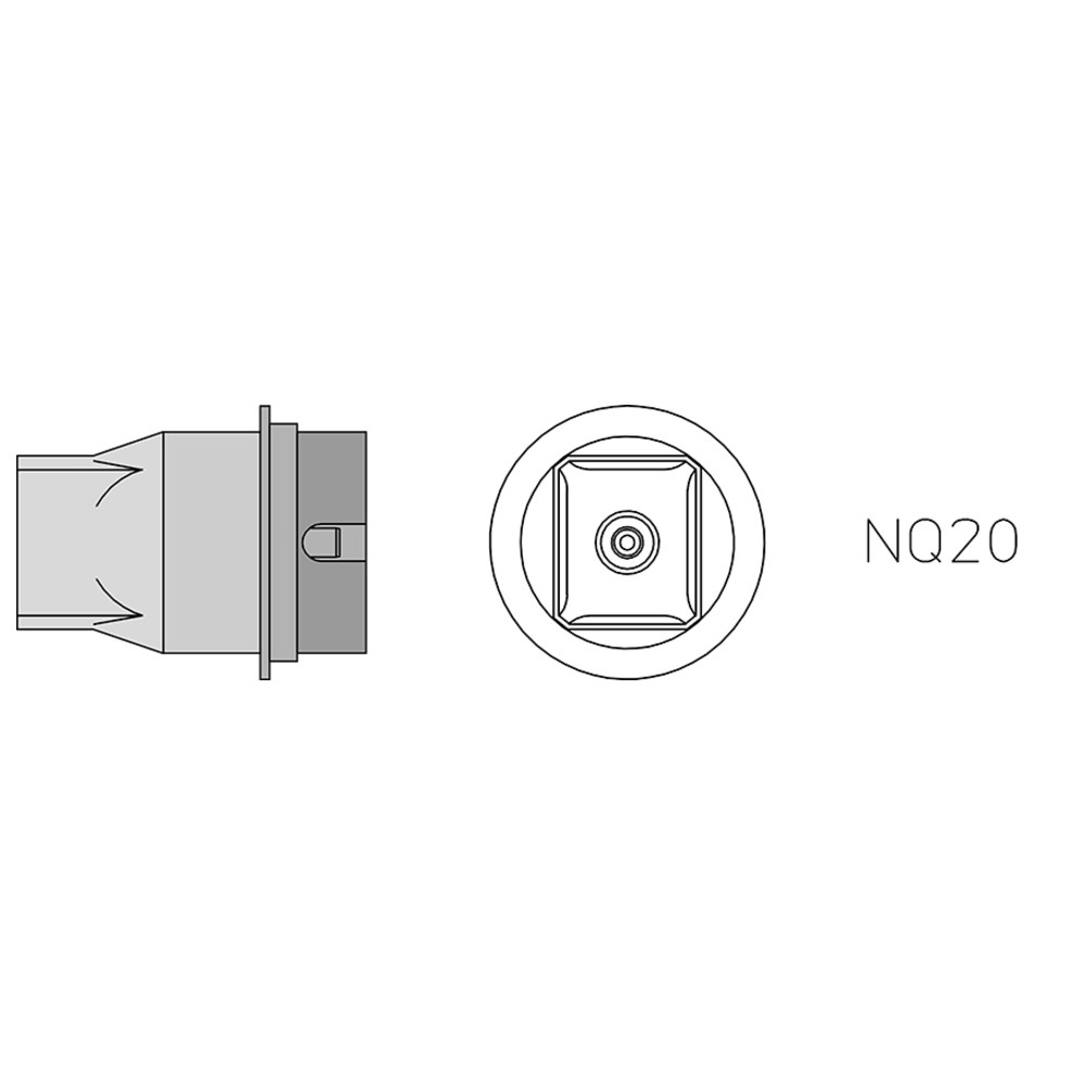 Varmluftsmunstycke typ NQ, NQ20, 15,5 x 13,0 mm, 4 sidor uppvärmt