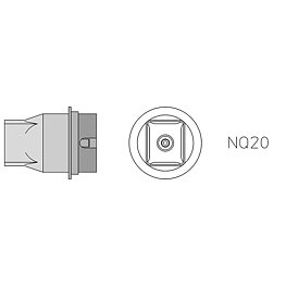 Varmluftsmunstycke typ NQ, NQ20, 15,5 x 13,0 mm, 4 sidor uppvärmt