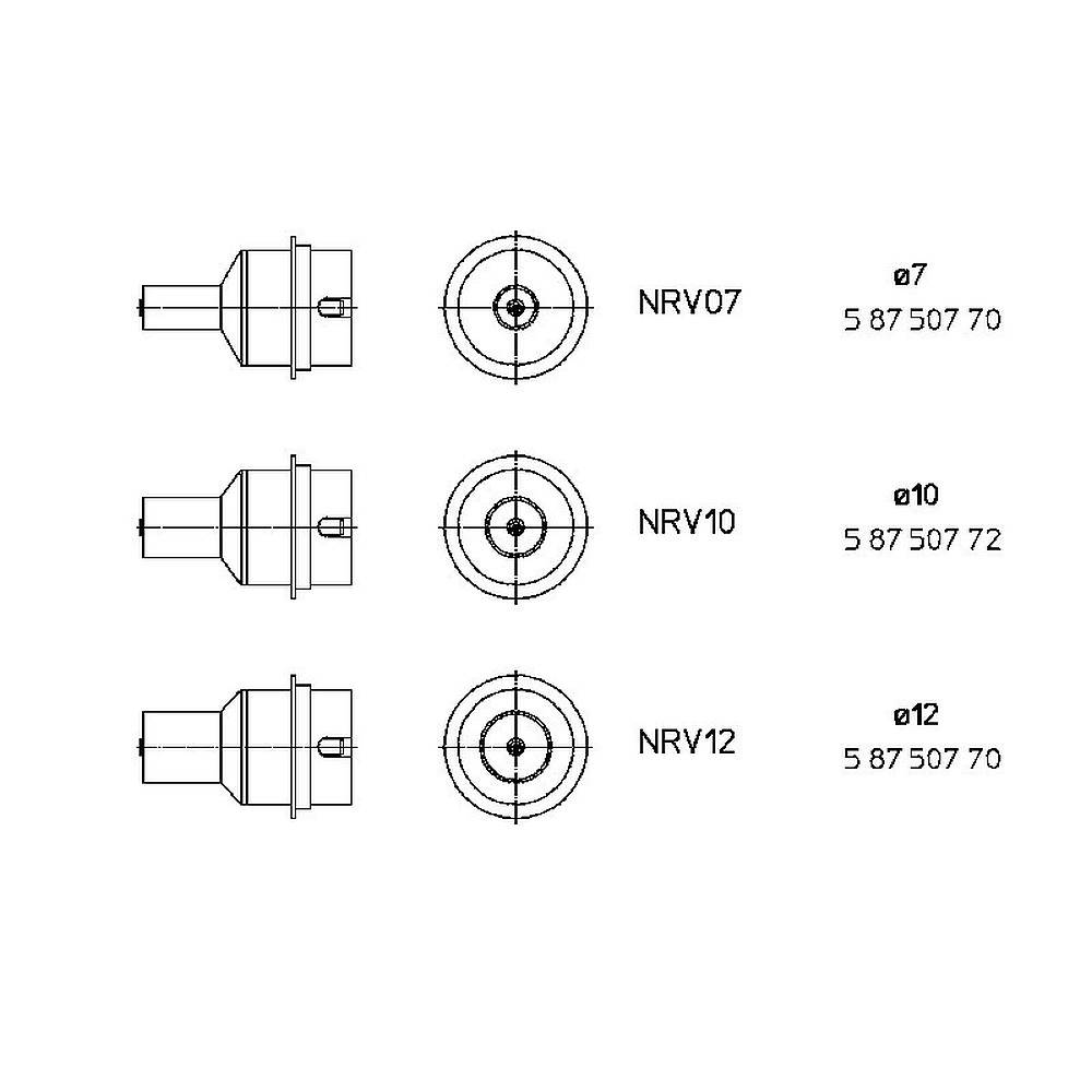 Hot gas nozzle type NR, NR10, 7.0 mm, round nozzle