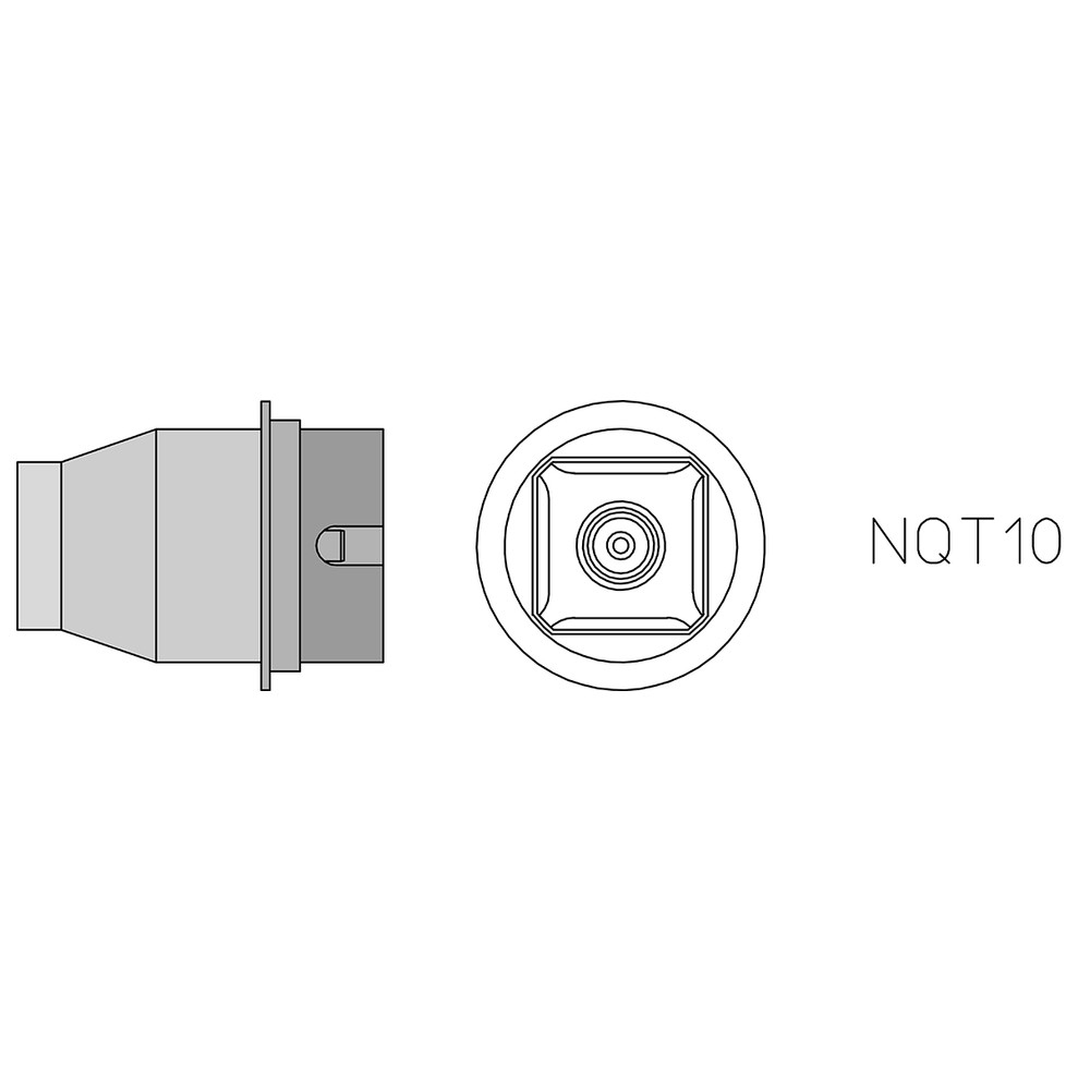 Varmluftsmunstycke typ NQ, NQT10, 14,8 x 14,8 mm, 4 sidor uppvärmt