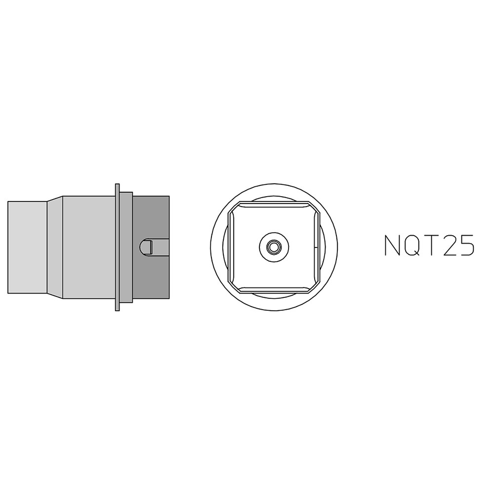 Varmluftsmunstycke typ NQ, NQT25, 18,0 x 18,0 mm, 4 sidor uppvärmt