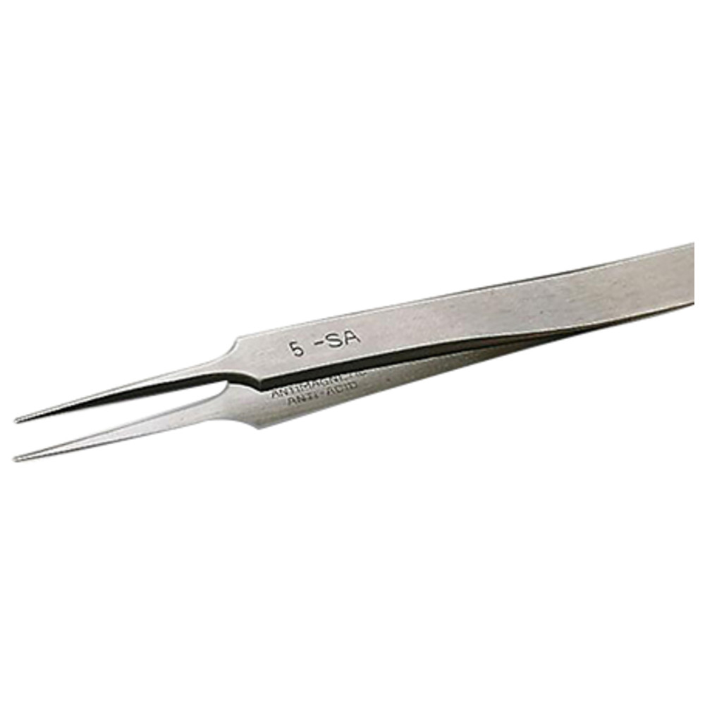 Precision tweezers 5SA, fine straight, recessed tips