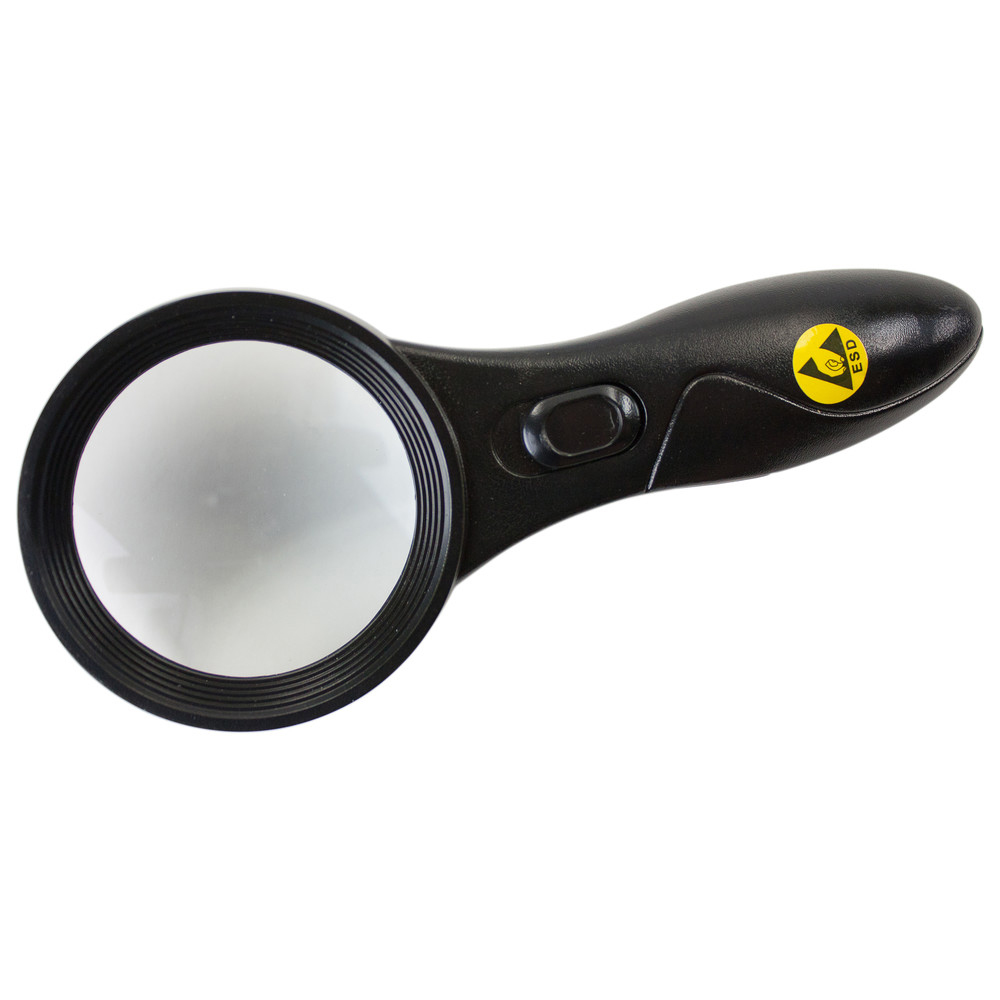 ESD handheld magnifier, with LED illumination
