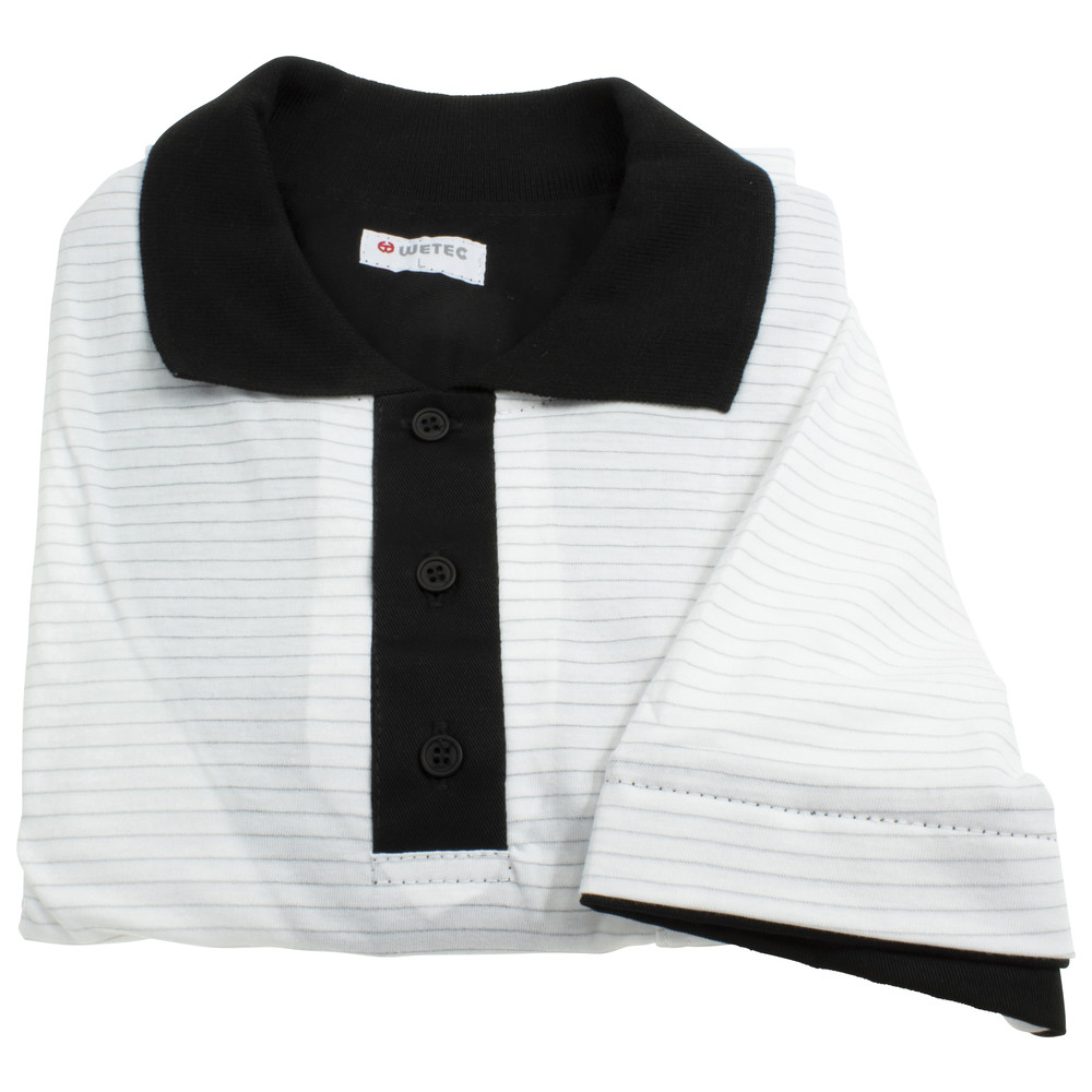 ESD polo shirt, with black collar, white