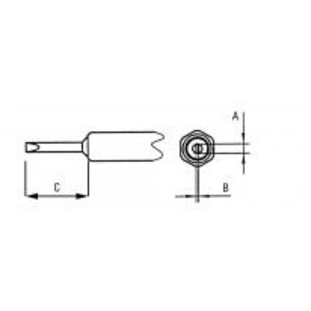 Lödspets serie NT rund form, NT A/1,6 x 0,4 mm, rak, lång