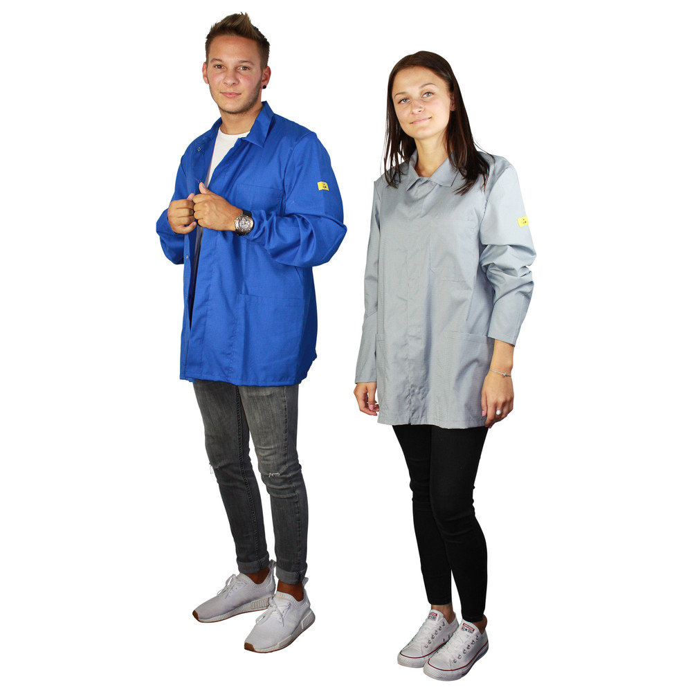 ESD short coat AM-156, gray, short sleeve