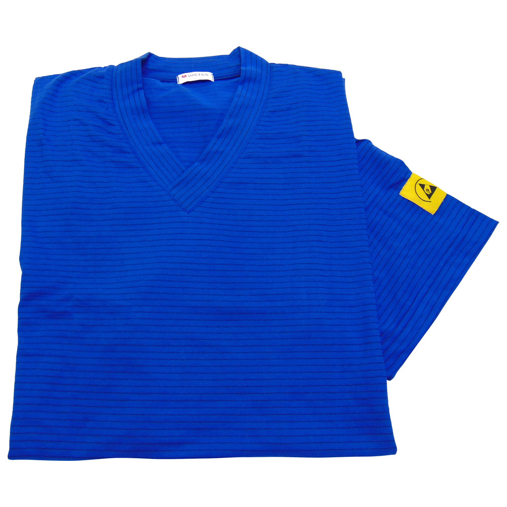 ESD T-shirt, with V-neck, blue