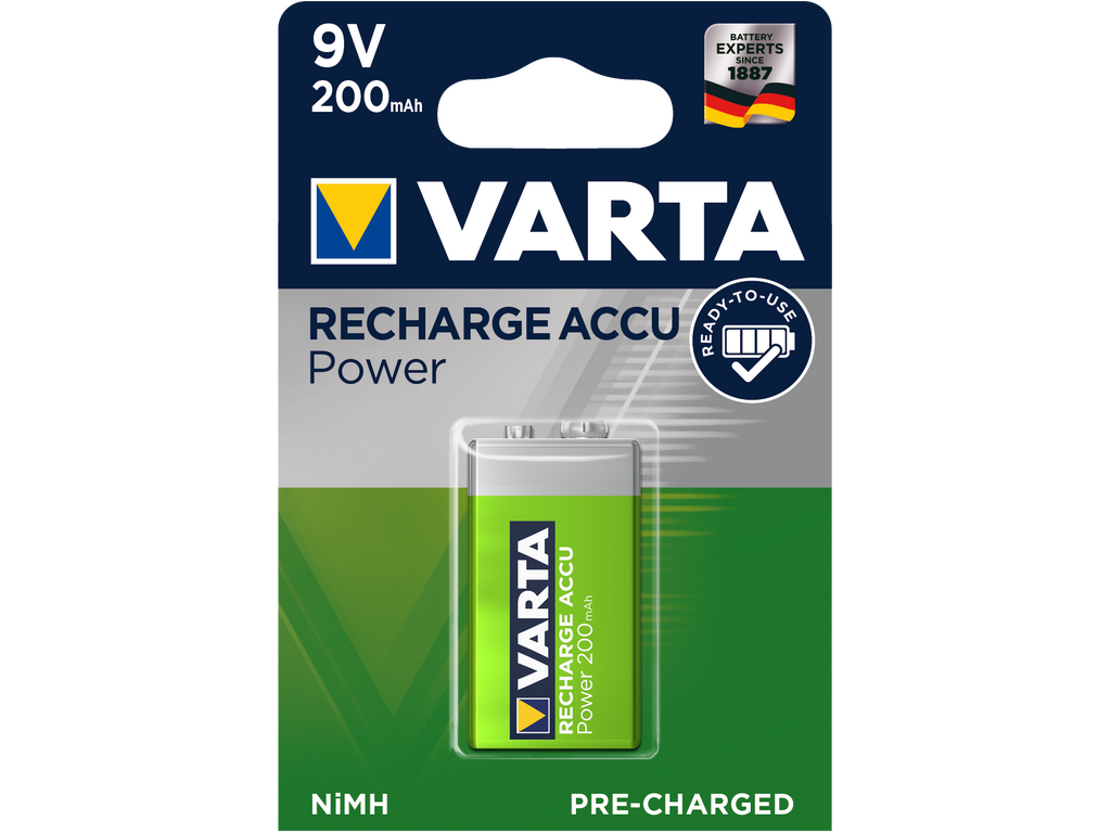 VARTA Laddbart. 9V 200mAh 1,2v. NiMh 1st