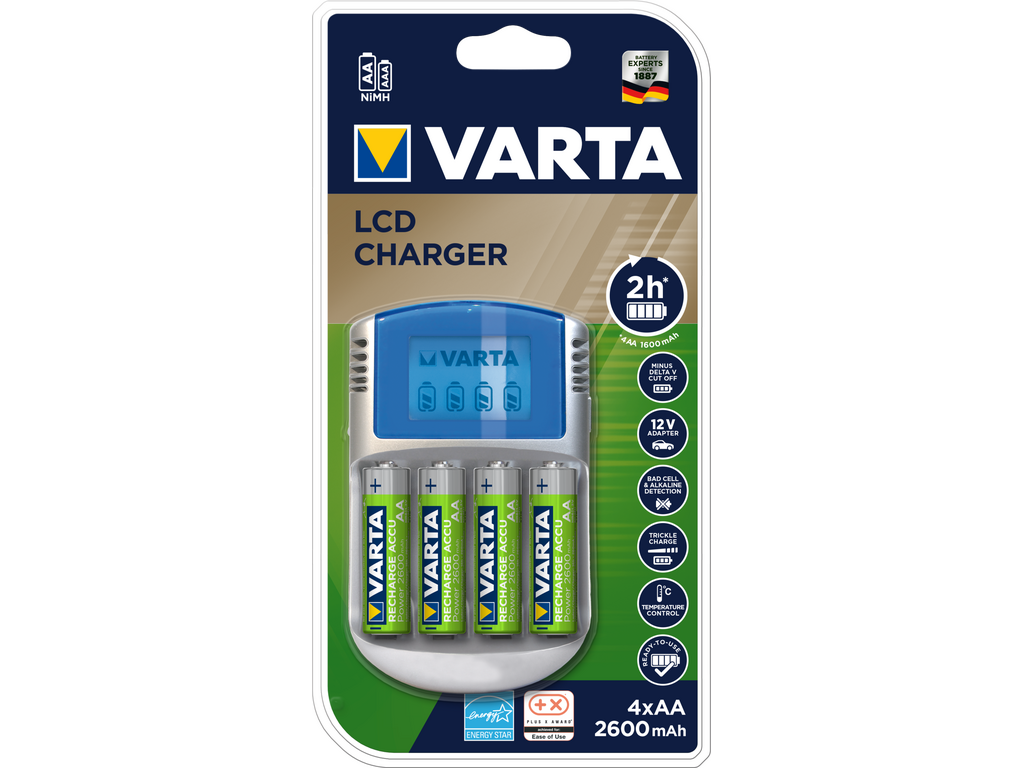 Varta laddare LCD, Laddar 2/4 AA, AAA  4St AA 2600mAh ing.
