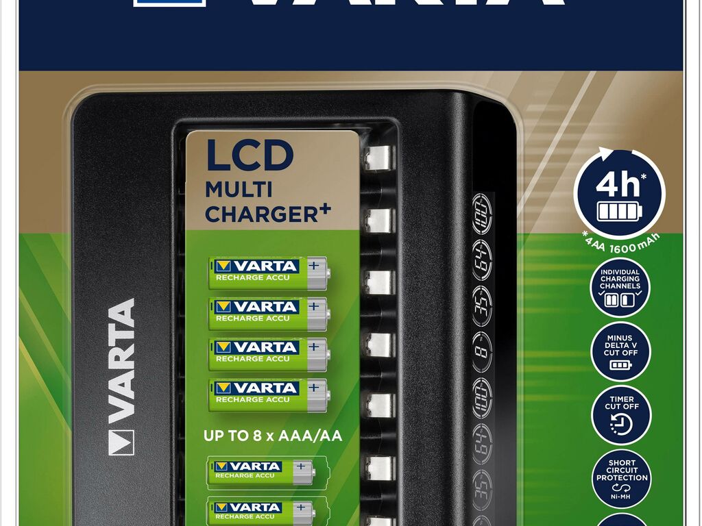 Varta laddare LCD. Laddar upp till 8st AA/AAA.