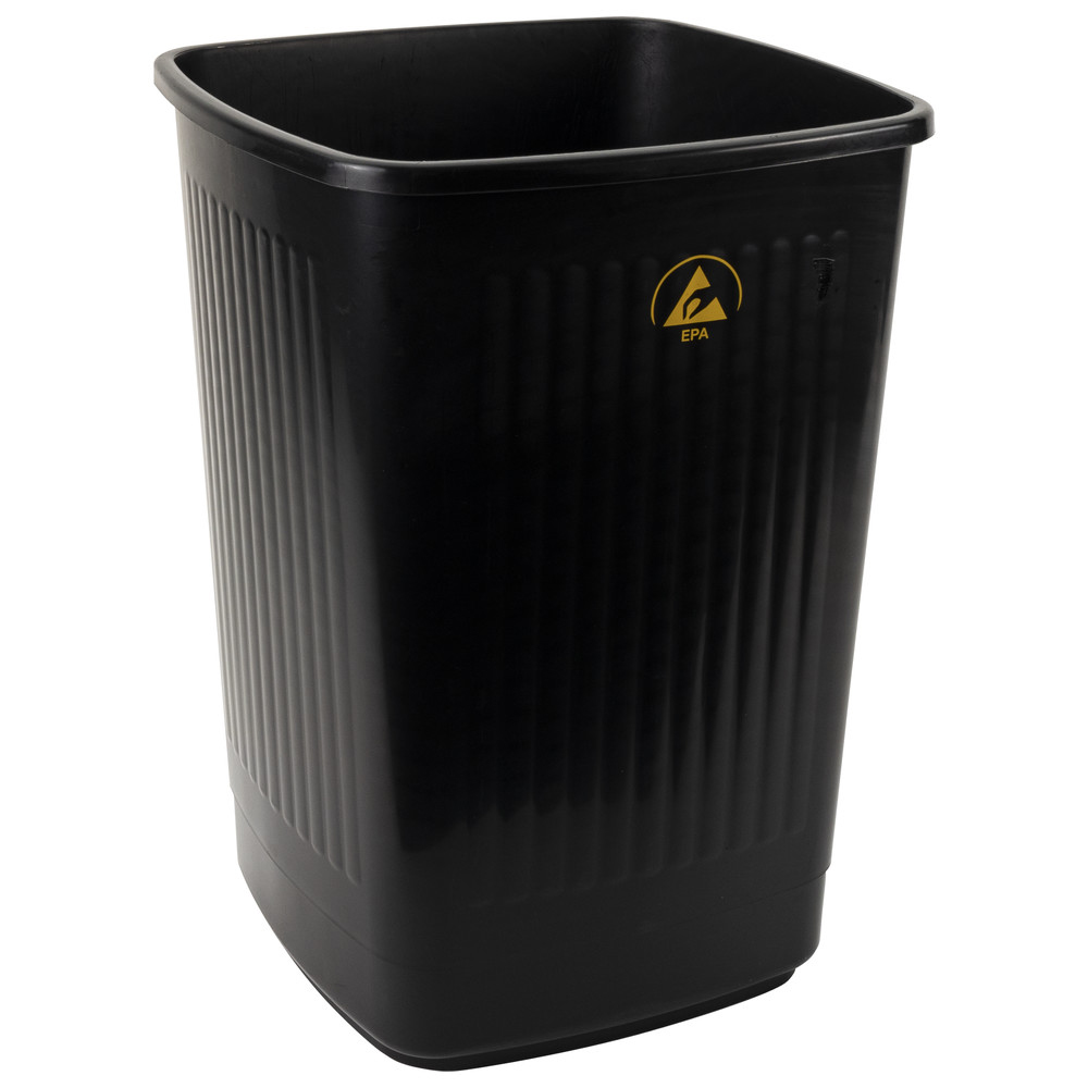 ESD wastepaper basket with ESD logo, square