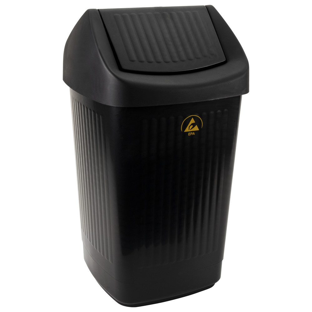 ESD wastepaper basket with swing lid