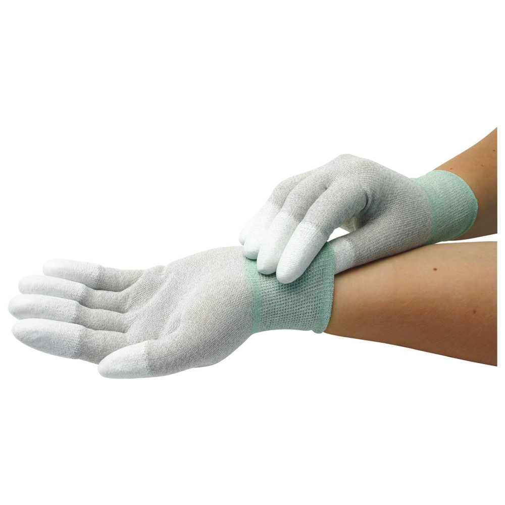Gloves, PU-coated fingertips, ESD, XL, copper thread